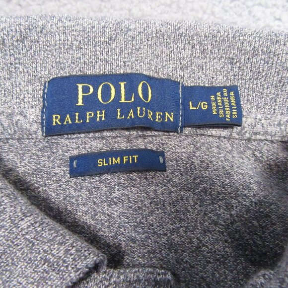 Polo Ralph Lauren Men’s Slim Fit Polo Shirt Large Gray Red Pony Short Sleeve - Picture 3 of 8